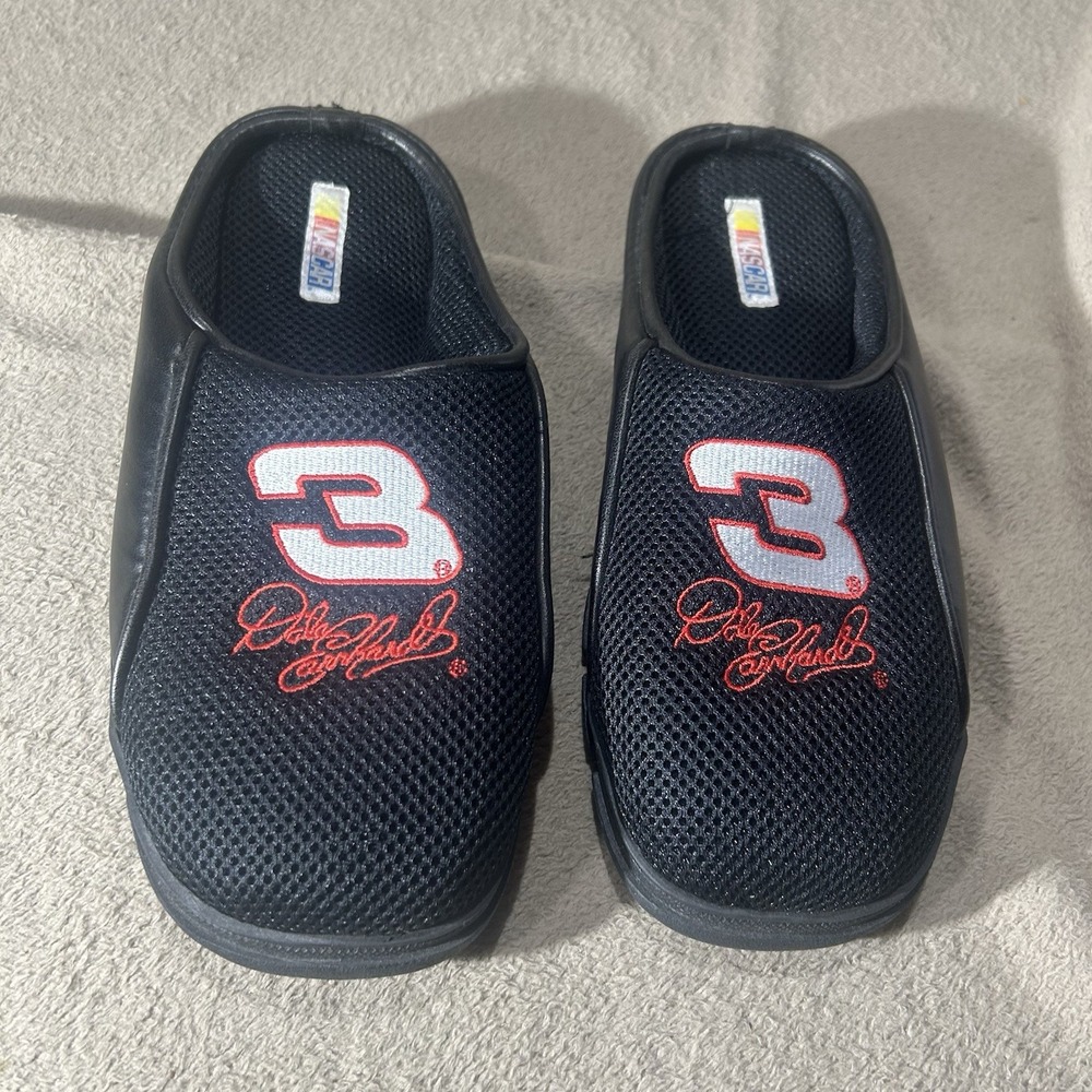 Vintage NASCAR Dale Earnhardt #3 House Slippers Mens Size 9 Black Mesh